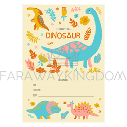 dino boy invites birthday flat cartoon text banner vector