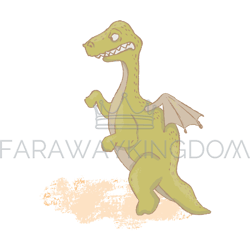 dino hungry prehistoric cartoon beast hand drawn illustration