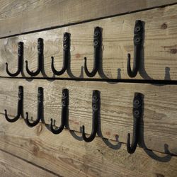 Set of 10 hand forged small hooks, Towel, Mug, Bag, Coat, Rack, Hanger, Holder. Wrought iron, Blacksmith, Metal decor