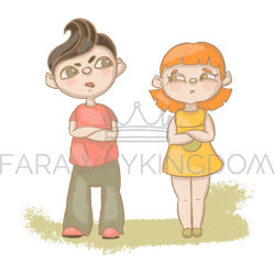 disgruntle boy and girl quarrel hand drawn vector illustration