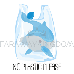 dolphin plastic ecological problem vector illustration set