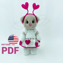 Crochet cat pattern Valentine's Day gift