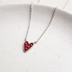 Heart pendant, minimalist handmade jewelry, metal and enamel pendant, 12 colors