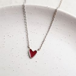 Minimalist heart pendant, handmade jewelry, metal and enamel pendant, 12 colors