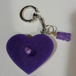 purple heart/gummy bear keyring