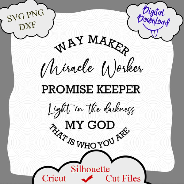 Waymaker SVG, Miracle Worker SVG, Downloadable, Vinyl cut, S - Inspire ...