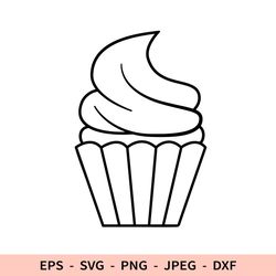 Cupcake Logo Svg Baker Dxf File for Cricut Outline Baking Png