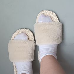 women slipperh fur bride wedding flip flops white bride shoes