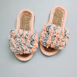 Women's cute slide sandal Flower slippers open toe girl Cotton Shoes Hemp slides