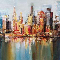 interior acrylic painting abstract urban landscape