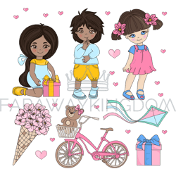 dream holiday valentine day cartoon vector illustration set