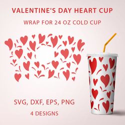 8 Valentine's Day full wrap cups Designs 24oz, SVG, EPS, DXF, PNG