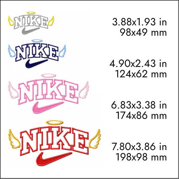 nike logo angel wings ring machine embroidery designs
