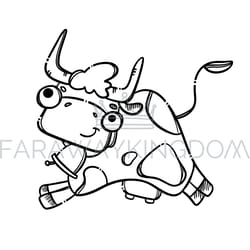 drink milk monochrome cartoon cow vector illustration set
