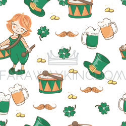 drum and hat patrick day seamless pattern vector illustration