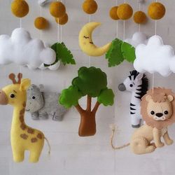 Safari baby mobiles, Jungle mobile, safari nursery decor, hanging mobile