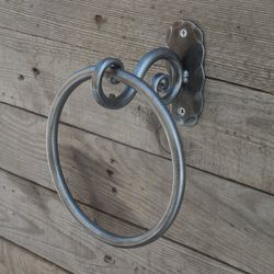 Wrought iron towel ring,  Bathroom Accessories, Hand forged, Blacksmith, Towel bar, Towel holder