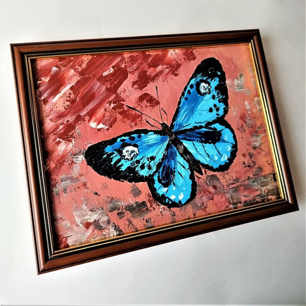 Textured-acrylic-painting-blue-butterfly-wall-decor-framed-art.jpg