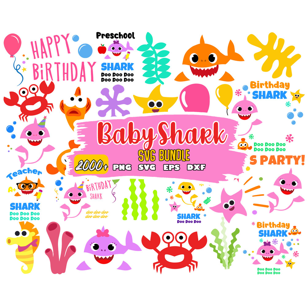 Birthday shark svg, Layered SVG, cricut, cut files, layered digital vector file.jpg