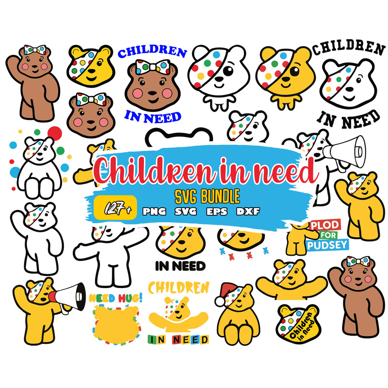 Children in Need Svg Bundle, Children in Need, Pudsey Bear, Red Nose Day, charity raising SVG.jpg
