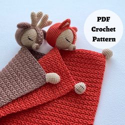 Lovey Security Blankets Fox & Deer Head - Crochet Pattern