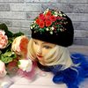 Embroidered-Fingerless-Gloves-And-Hat-With-Flowers-Gift