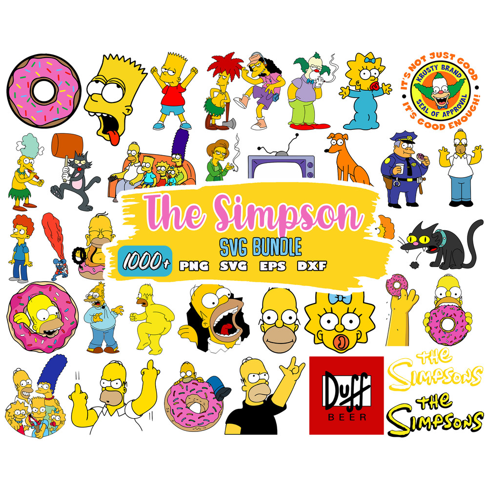 Simpsons Clip Art bundle, Simpsons SVG cut files for Cricut, Silhouette, PNG, DXF, instant download.jpg