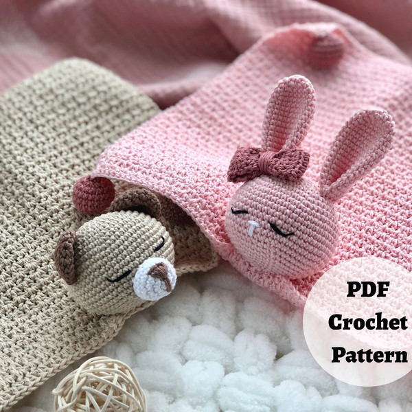 crochet lovey security blanket bunny & bear.jpg
