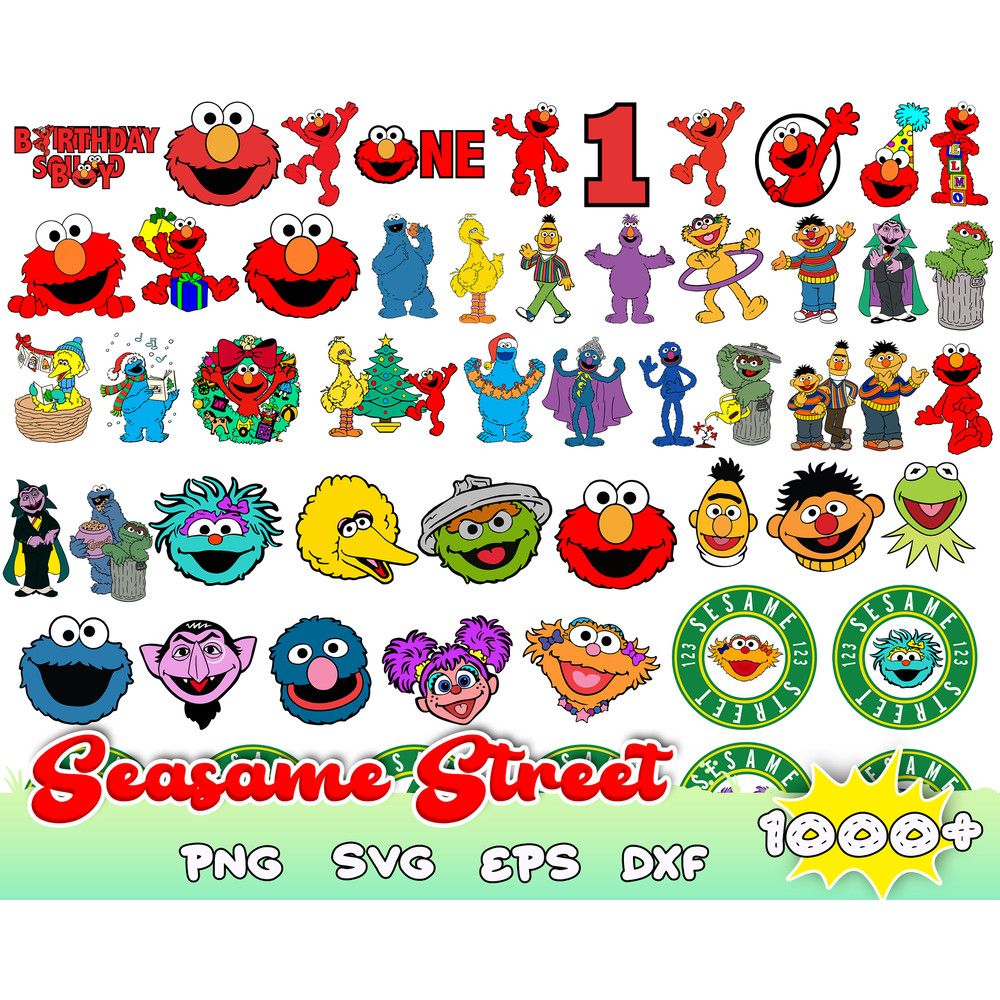 1000 Sesame street svg, Layered SvG, Cricut, Cut files, Digital Vector File, Cut File For Cricut, eps, png, dxf, pdf.jpg