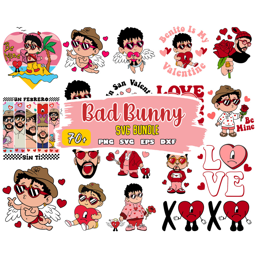 Valentine Bad Bunny Svg, Bad Bunny Valentines Png, Un San Valentin Sin Ti PNG, Valentines Benito Png.jpg