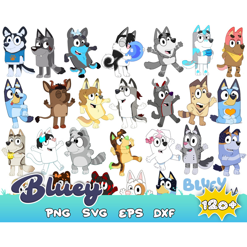 150 Bluey SVG Bundle, Bluey Cut Files for Cricut, Bluey the Dog Clipart, Bluey PNG, Bluey Layered Svg.jpg