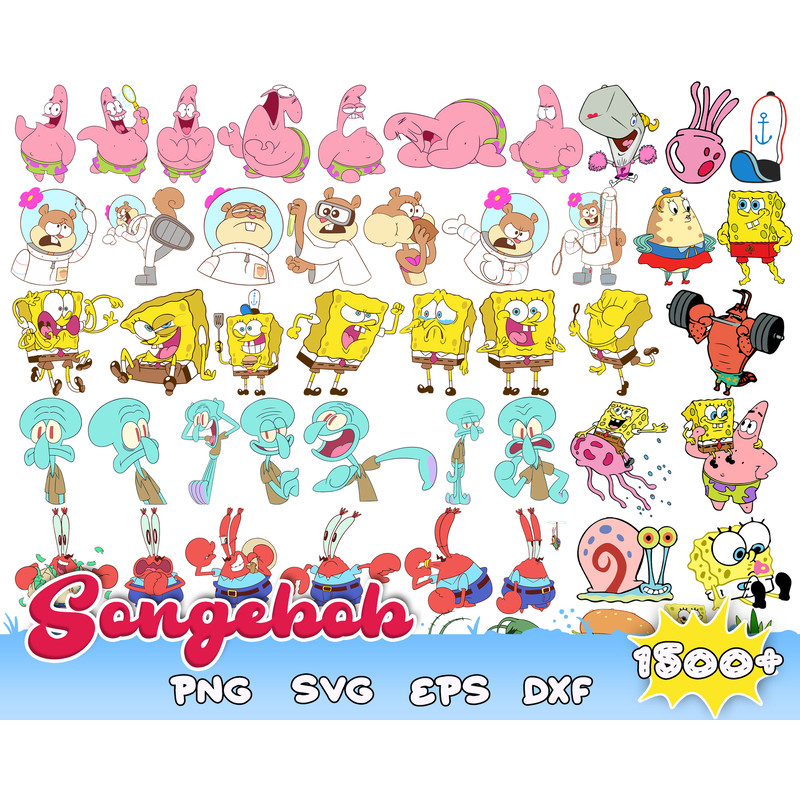 1500 Spongebob svg layered, spongebob png, spongebob clipart, spongebob face svg, SVG for cricut, Instant Download.jpg