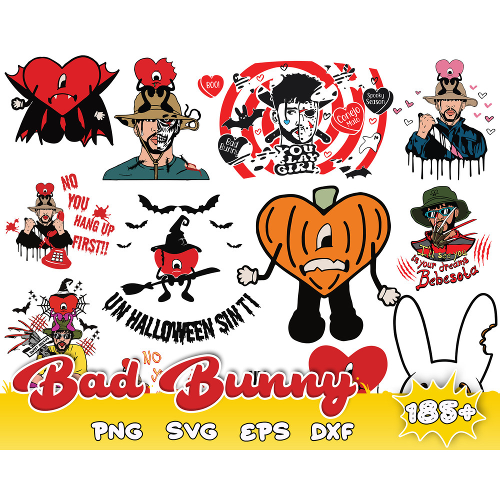 185 Bad Bunny Halloween, Un Halloween sin Ti svg, Halloween svg bundle, Un Verano sin Ti Halloween, Digital Download.jpg