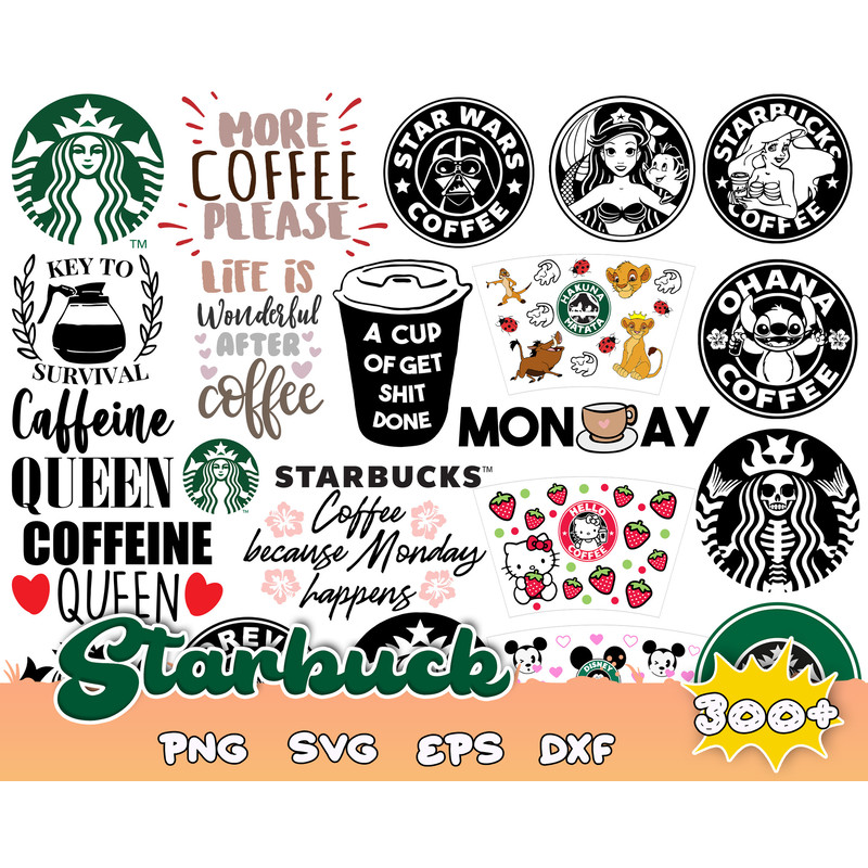 300 Starbucks svg bundle,Starbucks Wrap svg, Starbucks bundle wrap svg, Starbucks Svg files for Cricut & Silhouette.jpg