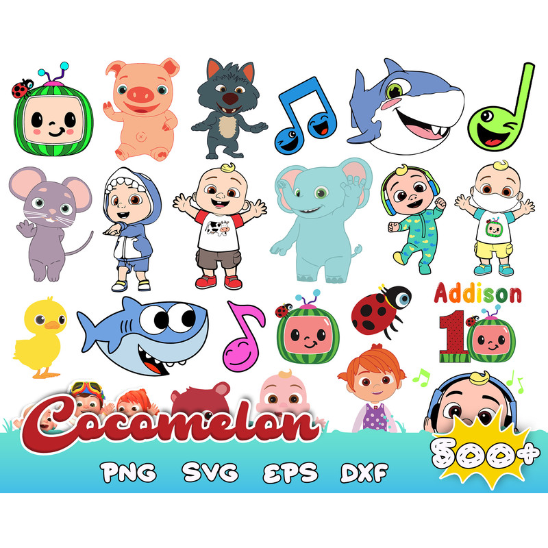 500 Cocomelon Bundle Svg, Cocomelon Svg, Cocomelon Jj Svg, Watermaleon svg, High quality.jpg
