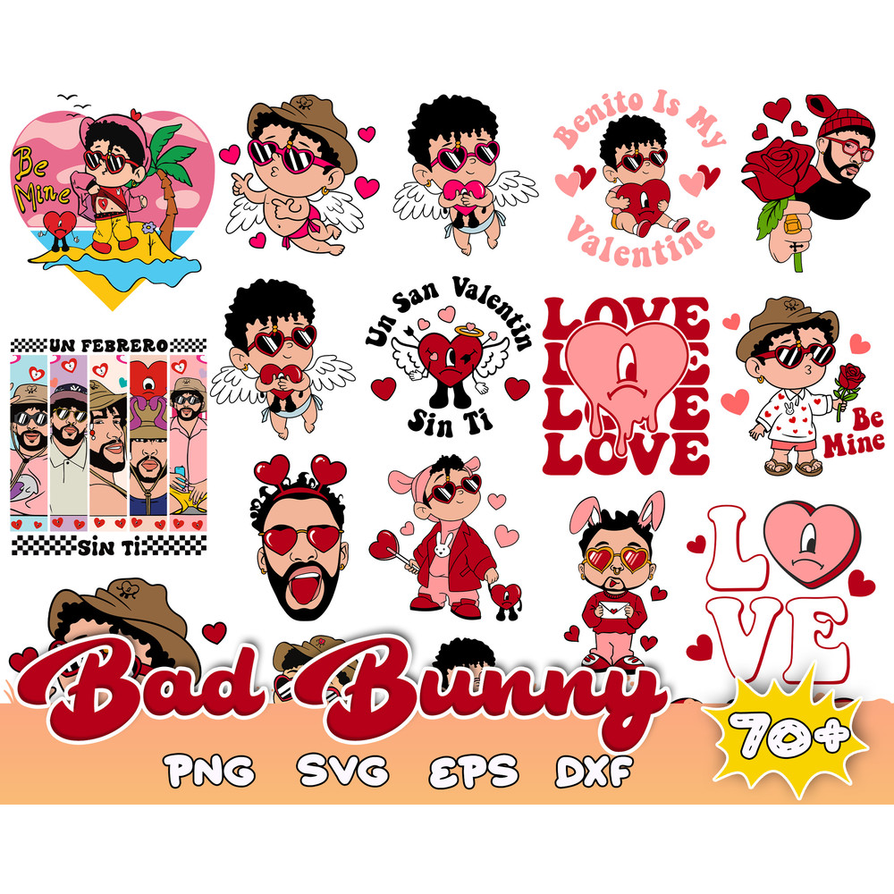70 Valentine Bad Bunny Svg Png, Valentine’s Day Svg, Bad Bunny Svg, Heart Svg,Svg Files For Cricut, Instant Download.jpg
