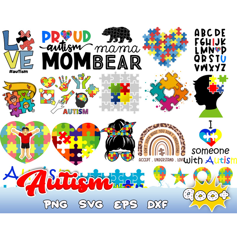 Autism SVG Bundle, Autism Svg, Autism Awareness Svg, Autism Love Svg, Autism Mom Svg, Cut Files, Cricut, Silhouette, PNG.jpg