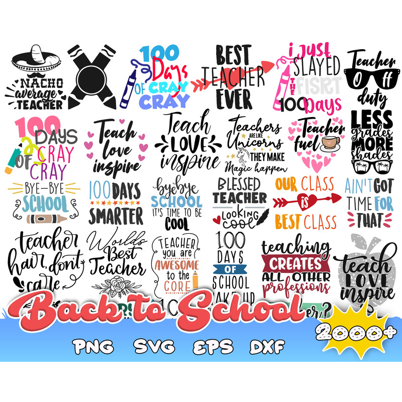 Back to School SVG Bundle, School SVG, Teacher SVG, 100 days of School svg, Kindergarten Svg,  First day of school svg,Teacher Gift.jpg
