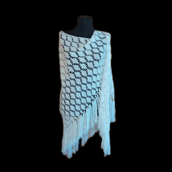 White openwork elegant handmade wool shawl