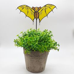 stained glass bat, stained glass yard stake, stakes plant, flock of bats stained glass suncatcher, gothic home decor