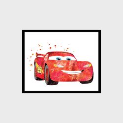 Cars Lightning McQueen Disney Art Print Digital Files nursery room watercolor