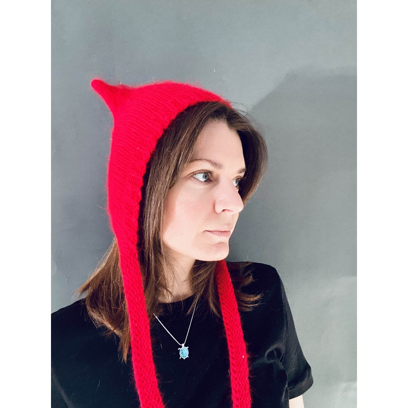 knitted wool kitty bonnet hat with ears devil hat red44.jpg