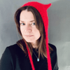 knitted wool kitty bonnet hat with ears devil hat red7.jpg