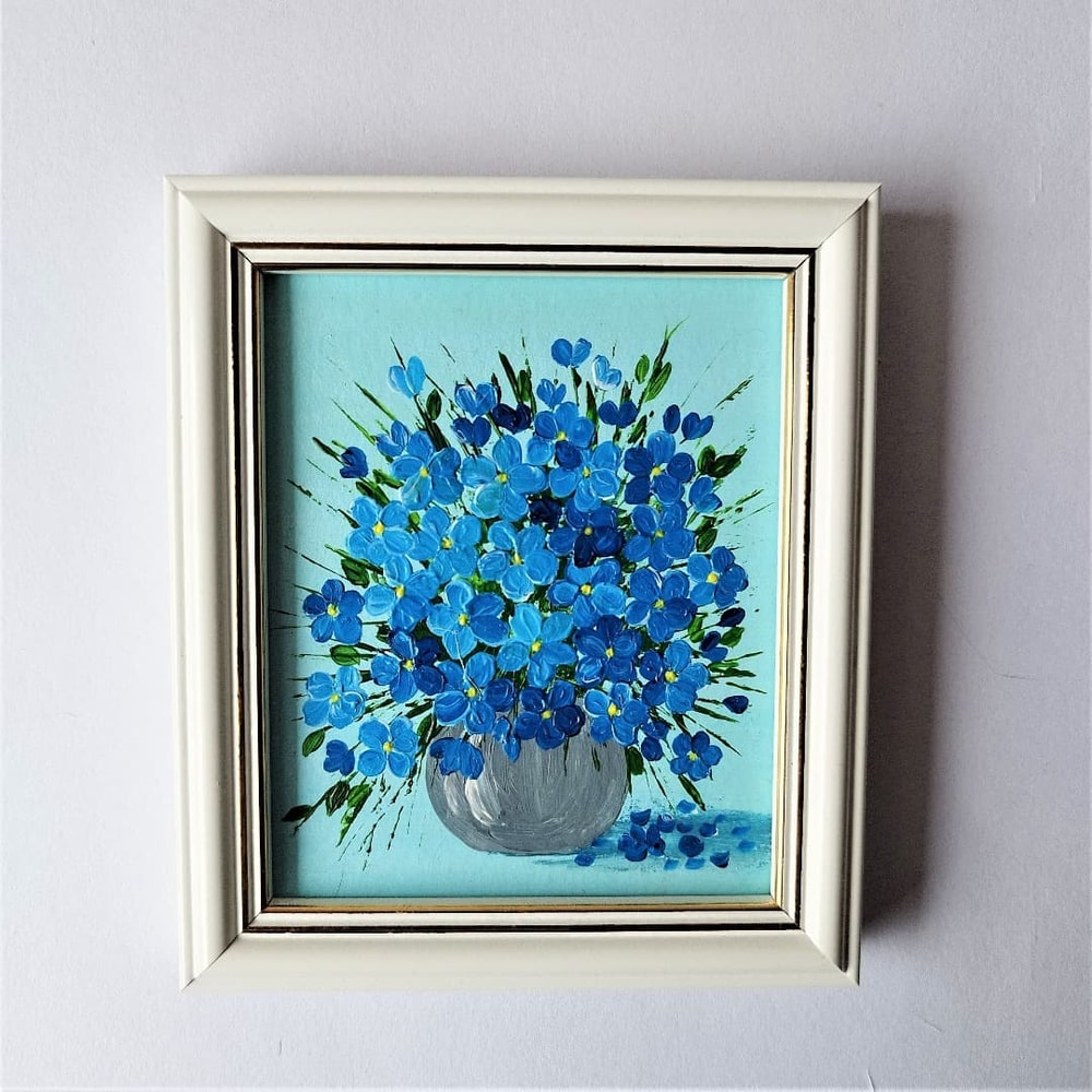 Acrylic-painting-bouquet-flower-pictures-small-wall-decor-framed-art.jpg