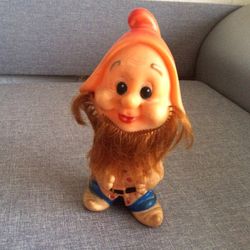 Gnome soviet rubber doll, vintage russian elf doll toy, leprechaun dwarf kids toy USSR