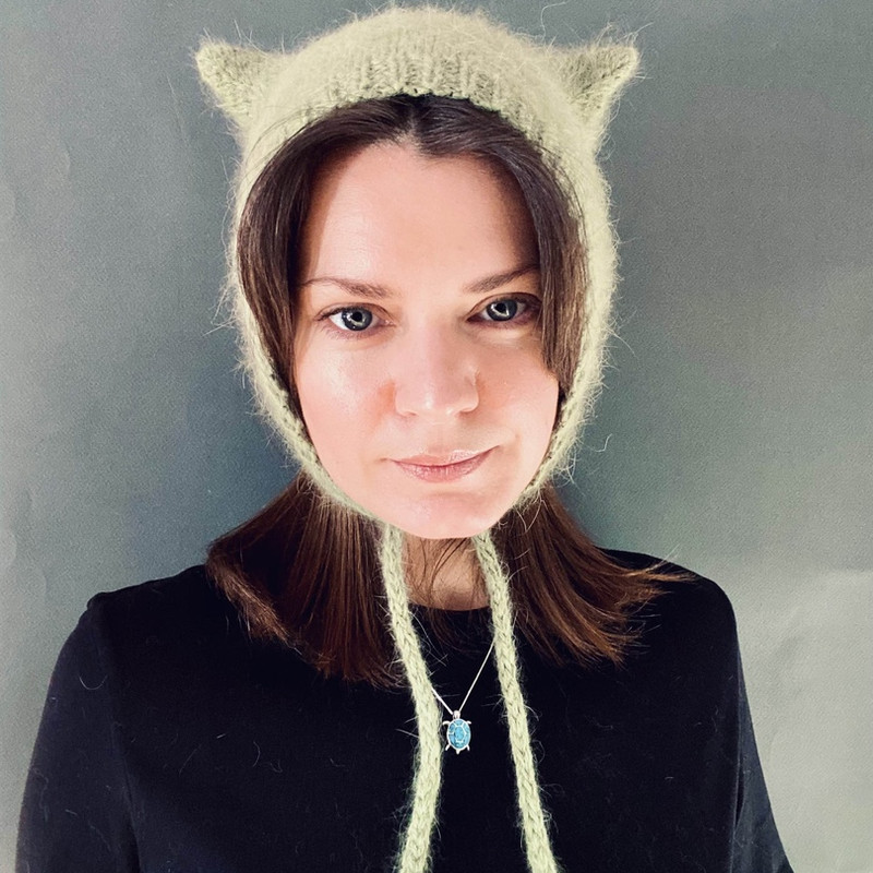 knitted wool kitty bonnet hat with ears devil hat9.jpg