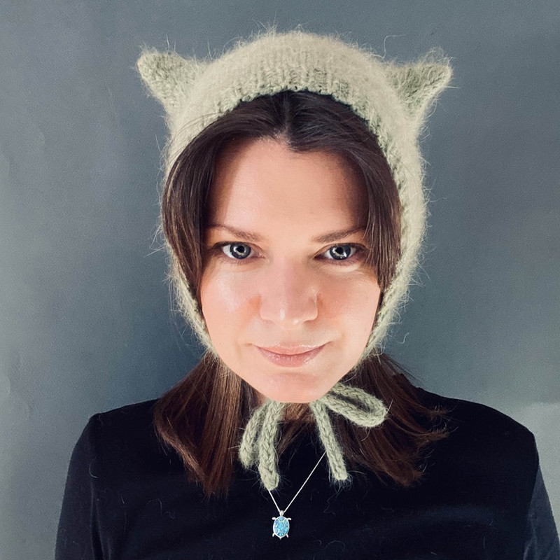 knitted wool kitty bonnet hat with ears devil hat4.jpg