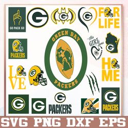 Bundle 19 Files Green Bay Packers Football team Svg, Green Bay Packers Svg, NFL Teams svg, NFL Svg, Png, Dxf, Eps