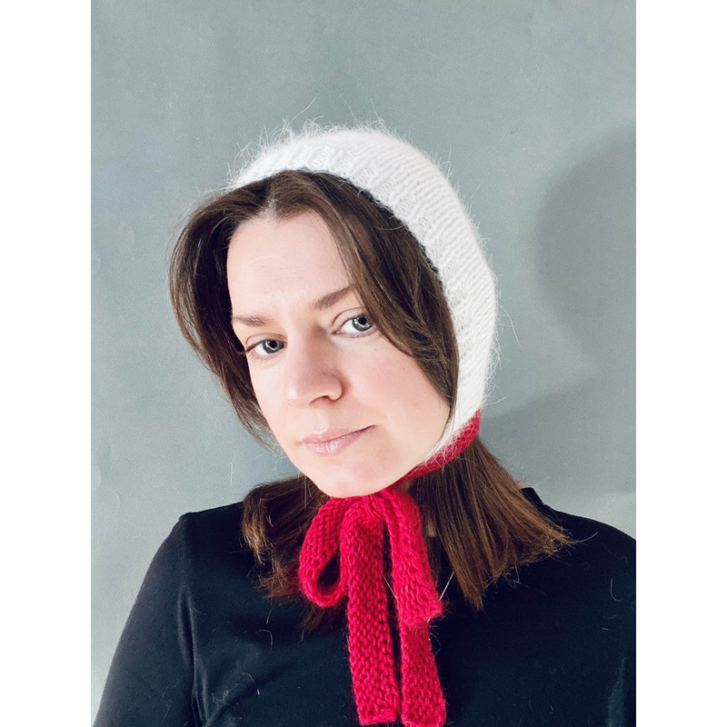 mink angora wool knitted bonnet hat with long stripes666.jpg