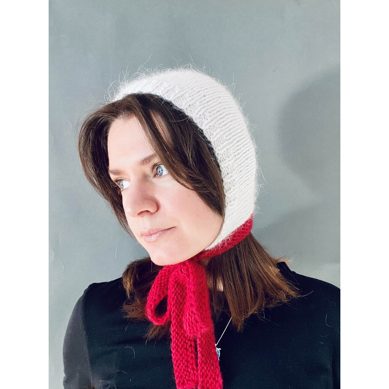 mink angora wool knitted bonnet hat with long stripes555.jpg